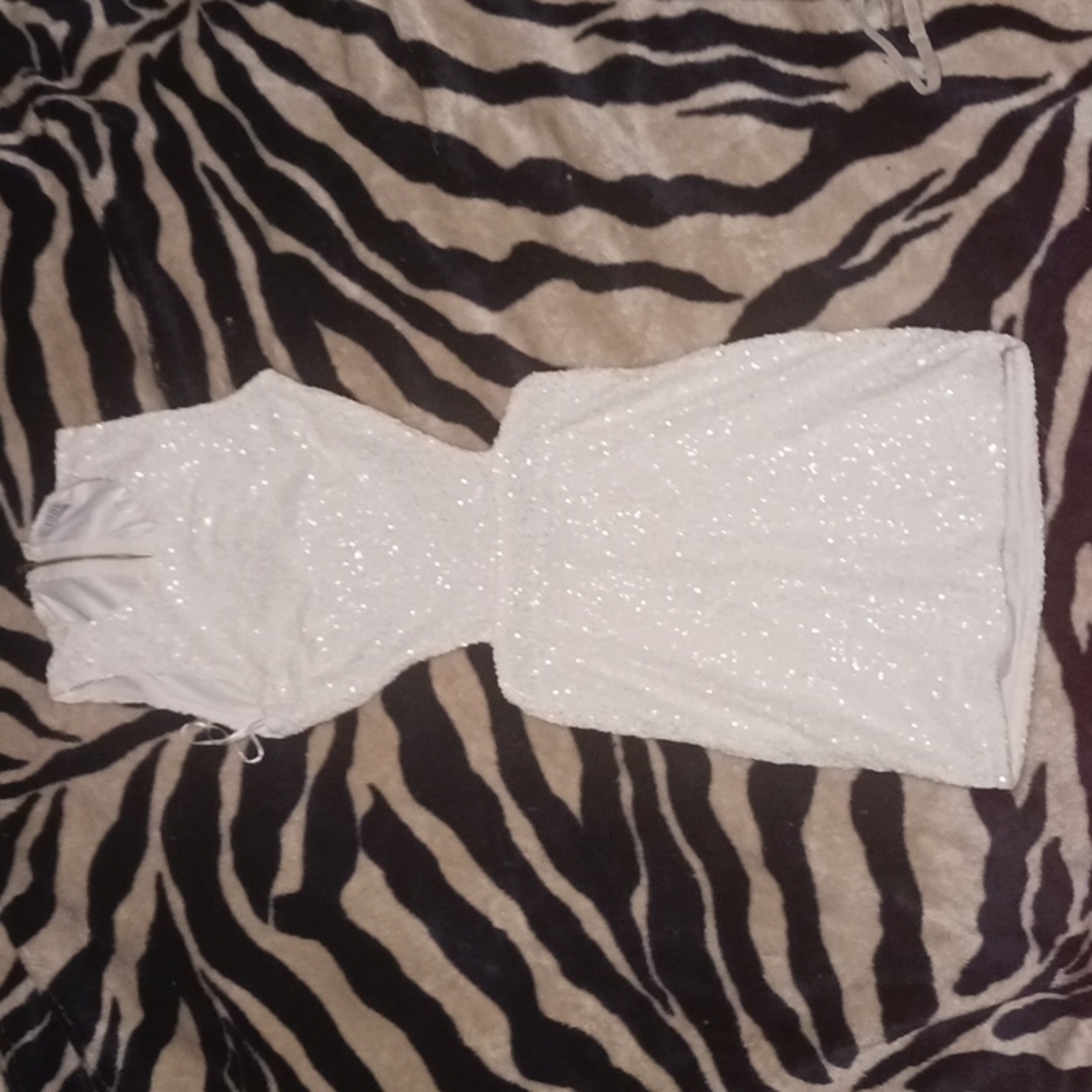 Tobi white sequin mini dress sz S